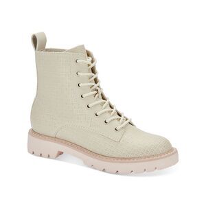 DOLCE VITA Womens Beige 1" Platform Front Heel Pull-Tab Piker Combat Boots 9